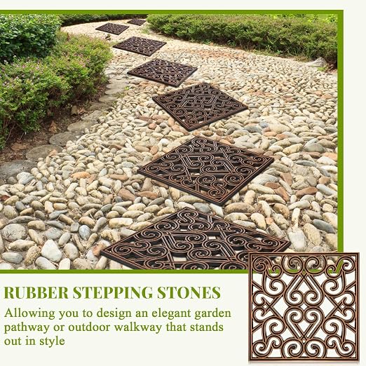 16 Pcs Rubber Stepping Stones Outdoor, Copper