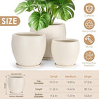 Plant Pots 17.5/14.8/12.2 inch Set of 3, Flower Pots with Drainage Holes, Large Planters for Indoor Outdoor Garden Plants and Flowers. (Light Beige)