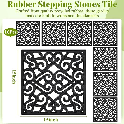 16 Pcs Rubber Stepping Stones Outdoor, Copper