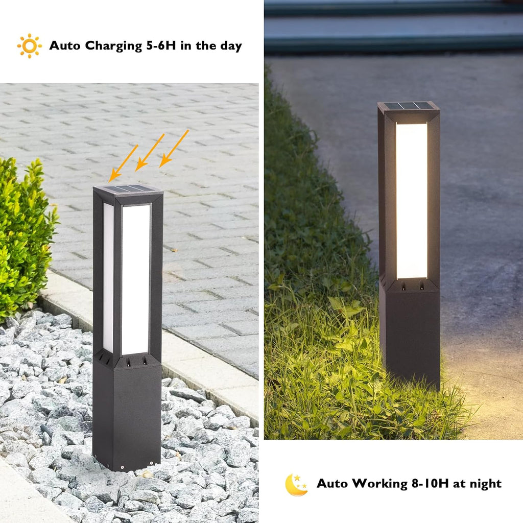 31.5" Outdoor Solar Lanterns Waterproof IP65, Outdoor Floor Lamp | Large Floor Lamps with Remote Brightness & Timer Control, 3000K LED Outside Lantern Dusk to Dawn for Porch Patio Landscape