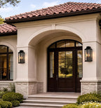 20" Large Outdoor Wall Light, 2-Light Black Porch Sconce | Heavy-duty construction and modern glass design suit porches, entryways, garage walls, and house exteriors