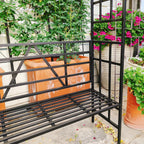 Garden Arch with Gate W58 x 97" H Metal Arch Trellis Outdoor for Climbing Plants Support Vines Rose, Wedding Archway Decoration, Black (Gate)