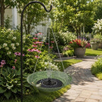 Hanging Bird Bath Fountain, 12 Inch Metal Bird Bath with Solar Pump, Outdoor Hanging Bird Feeder Bowl for Deck Railing Balcony Yard Garden Decoration