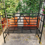 Garden Arch with Gate W58 x 97" H Metal Arch Trellis Outdoor for Climbing Plants Support Vines Rose, Wedding Archway Decoration, Black (Gate)