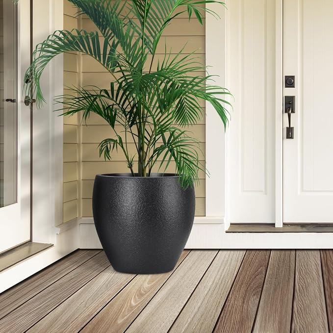 Plant Pots 17.5/14.8/12.2 inch Set of 3, Flower Pots with Drainage Holes, Large Planters for Indoor Outdoor Garden Plants and Flowers. (Light Beige)