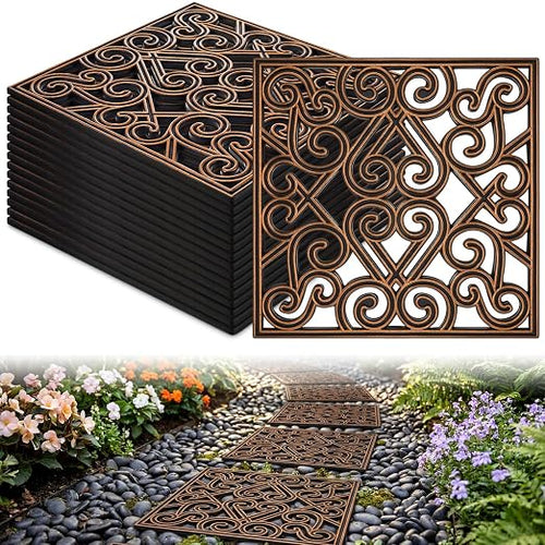 16 Pcs Rubber Stepping Stones Outdoor, Copper
