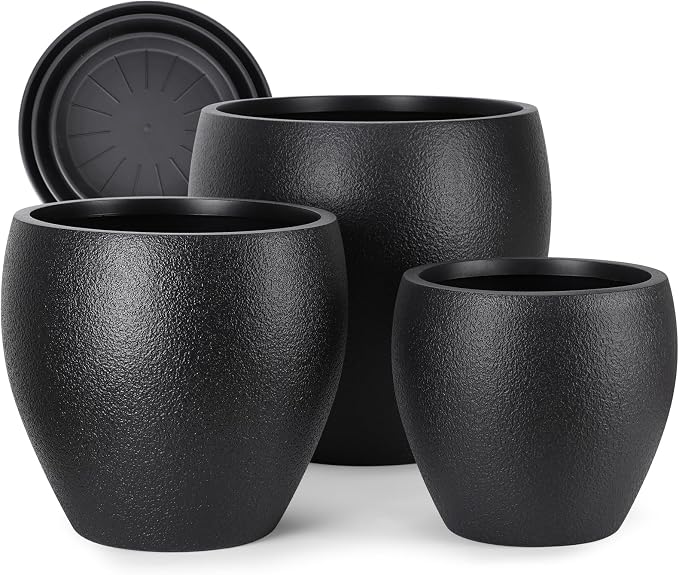 Plant Pots 17.5/14.8/12.2 inch Set of 3, Flower Pots with Drainage Holes, Large Planters for Indoor Outdoor Garden Plants and Flowers. (Light Beige)