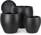Plant Pots 17.5/14.8/12.2 inch Set of 3, Flower Pots with Drainage Holes, Large Planters for Indoor Outdoor Garden Plants and Flowers. (Light Beige)